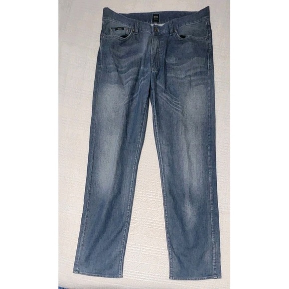 Hugo Boss Mens Blue Jeans 36x34 Regular Fit Stretch Denim Straight Casual - Picture 1 of 5